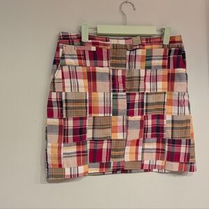 Y2K Madras Plaid Patchwork Squares Skirt Women's 6 Multi-Color Earth Tone 163A